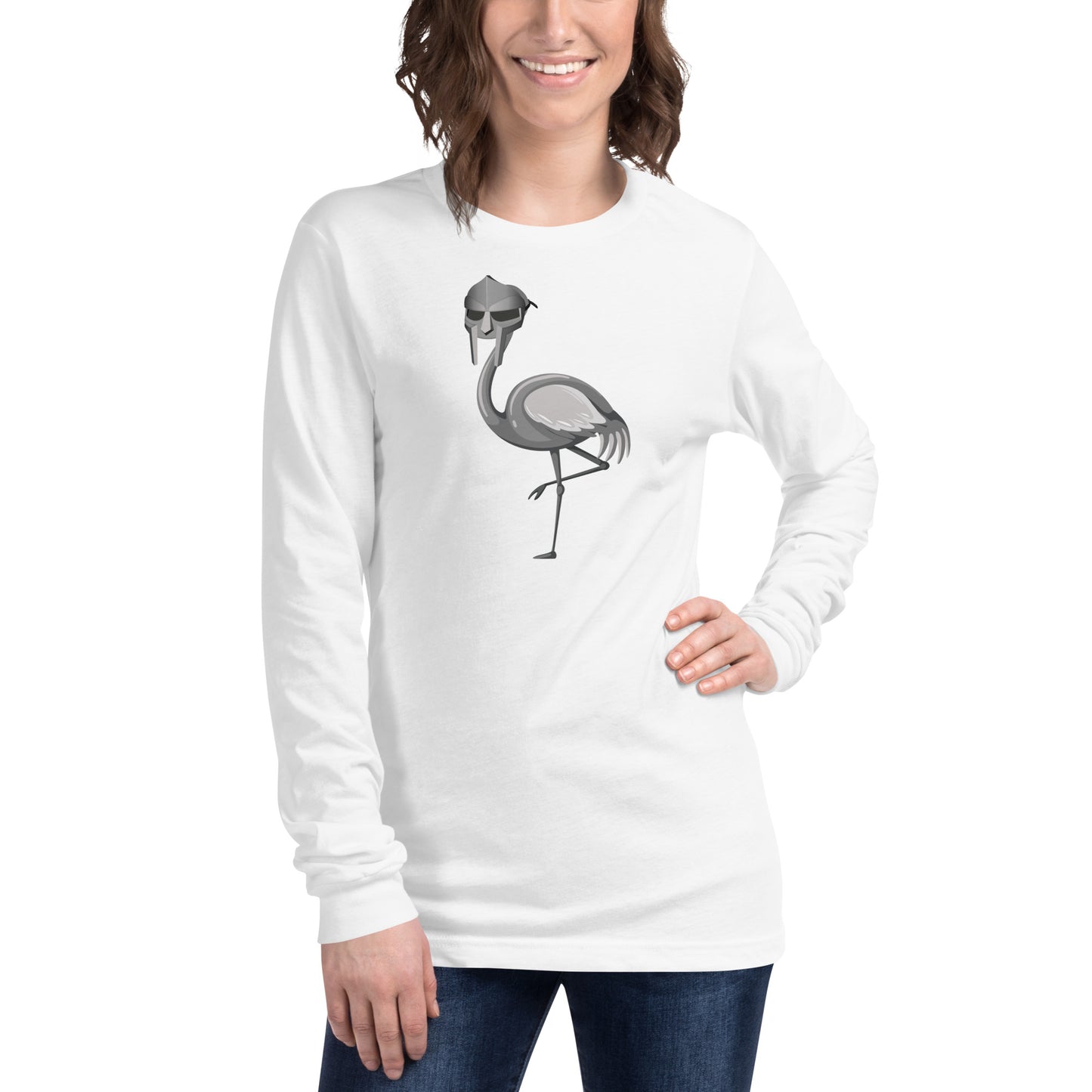 MF Doom Flamingo Mashup Grey Scale Long Sleeve Tee